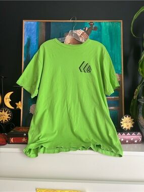 Volcom Lime Green Stone Logo T Shirt Men’s XL Skate Y2K Streetwear 100% Cotton